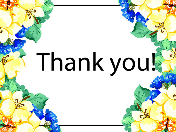 Floral thank you card - Vector, afbeelding
