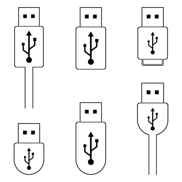 Conjunto de iconos de unidad flash USB aislados en fondo blanco
. - Vector, imagen