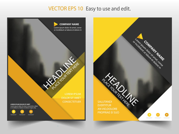 Yellow abstract Vector Brochure annual report Leaflet Flyer template design, book cover layout design, abstract business presentation template, a4 size design - Vector, Image