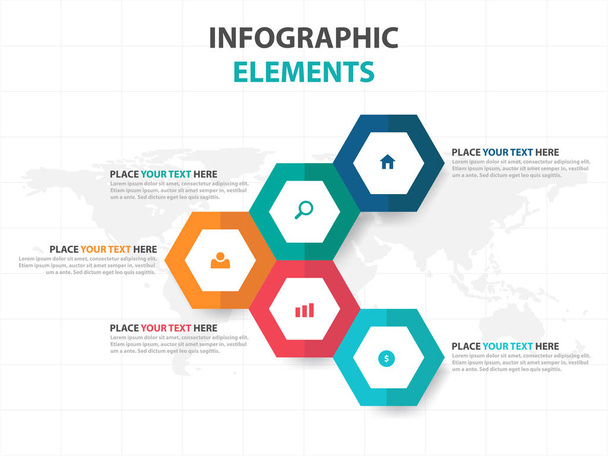 Abstract hexagon business Infographics elements, presentation template flat design vector illustration for web design marketing advertising - Vettoriali, immagini
