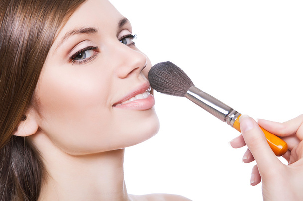 natural sexy woman with brush - 写真・画像