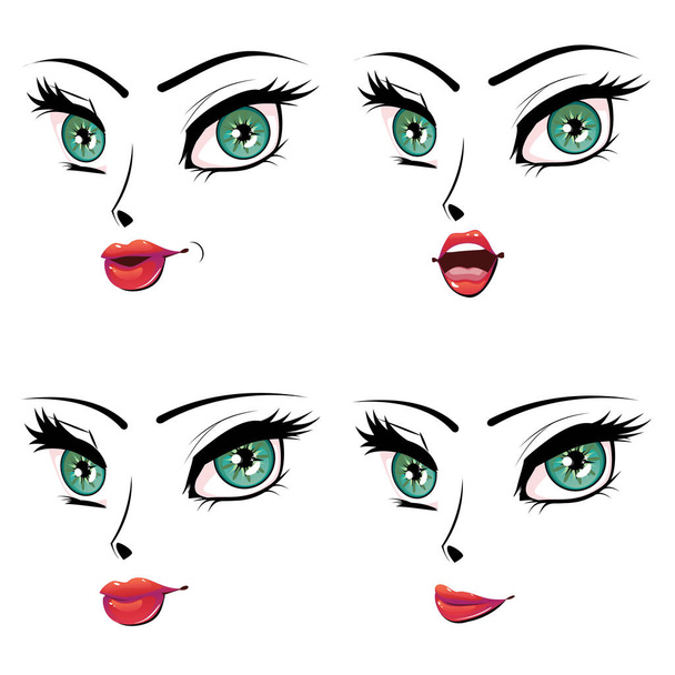 Conjunto de expresión facial femenina
 - Vector, imagen