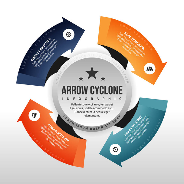 Pijl Cyclone Infographic - Vector, afbeelding