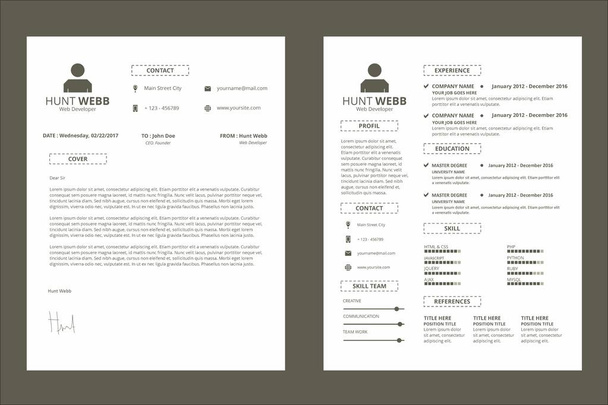cv currículo, curriculum vitae menu esboço distintivo design
 - Vetor, Imagem