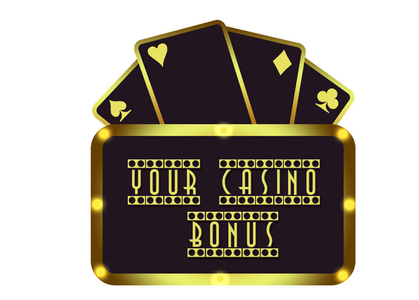 Golden Online Casino Logo Concept or Badge with Poker aces - Photo, Image