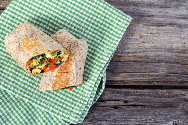 egg and spinash wrap sandwich - Photo, Image