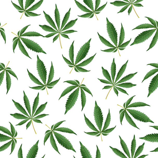 Cannabis Background. Vector Marijuana Seamless Pattern - Vector, Image