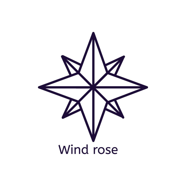 Векторная иконка розы ветра на белом фоне
. - Вектор,изображение
