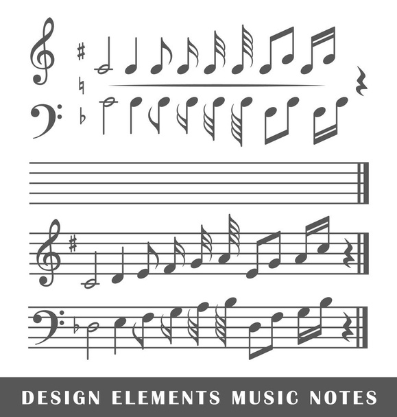 notas musicales aisladas sobre fondo blanco - Vector, imagen