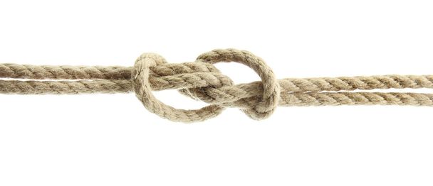 rope with knot, isolated on white - 写真・画像