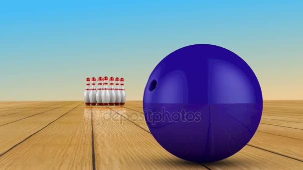palla da bowling e birilli - Filmati, video