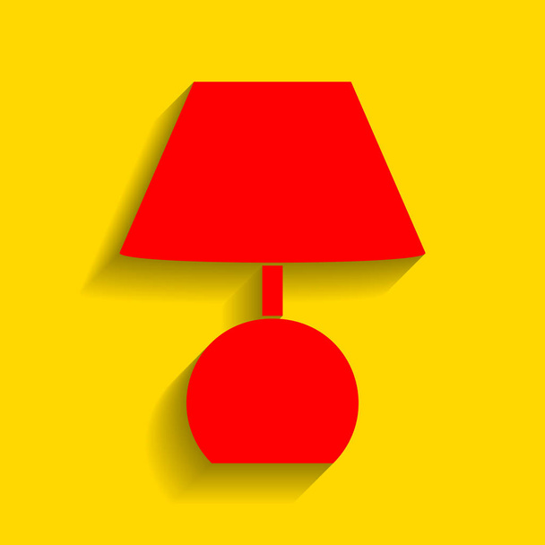 Lamp teken illustratie. Vector. Rode pictogram met zachte schaduw op gouden achtergrond. - Vector, afbeelding
