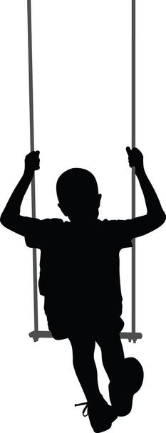 Boy swinging on a swing - Vector, Image