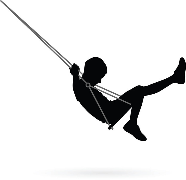 Boy swinging on a swing - Vector, Image