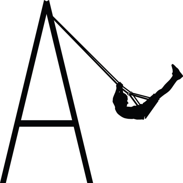 garçon balançant sur swing
  - Vecteur, image