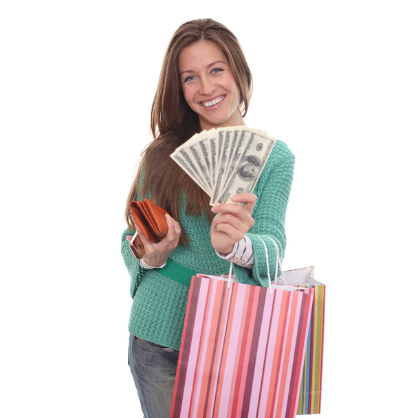 Beautiful woman with shopping bags - Photo, Image