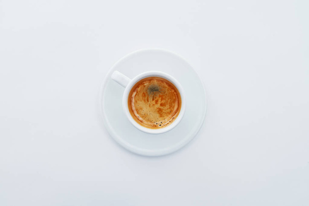 Espresso upper view white background - Photo, Image