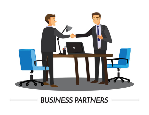 бізнес та офісна концепція - два бізнесмени тремтять руками, Вец
 - Вектор, зображення