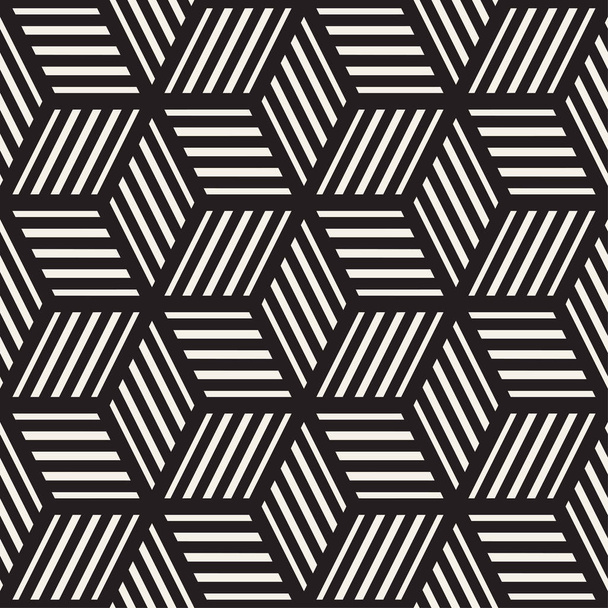 Cuadrícula cúbica de baldosas infinita textura elegante. Patrón blanco y negro sin costura vectorial
 - Vector, Imagen