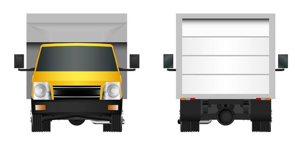 Modelo de caminhão amarelo. Cargo van Vector ilustração EPS 10 isolado sobre fundo branco. Cidade entrega de veículos comerciais
. - Vetor, Imagem