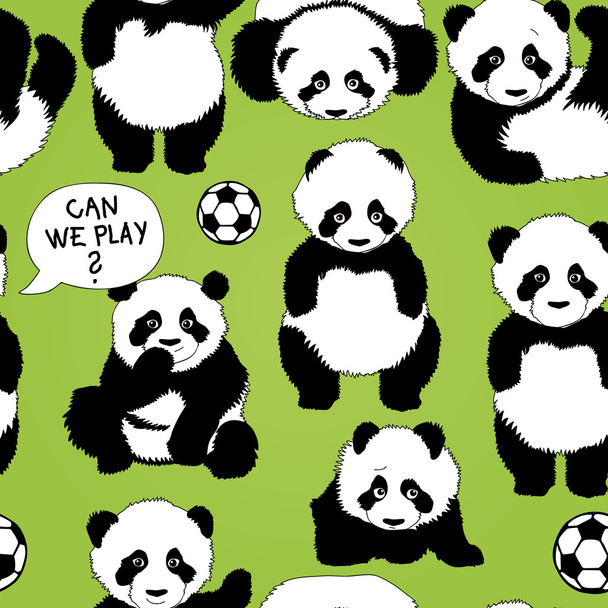 Panda quiere jugar al fútbol
 - Vector, imagen