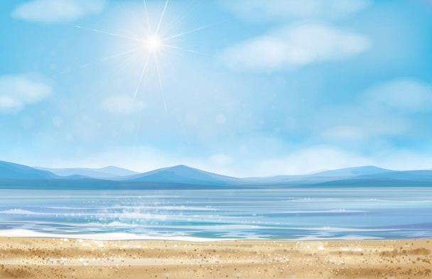 Блакитна панорамна сцена моря
 - Вектор, зображення