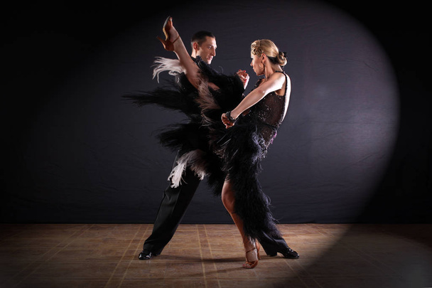 dancers in ballroom isolated on black background - Φωτογραφία, εικόνα
