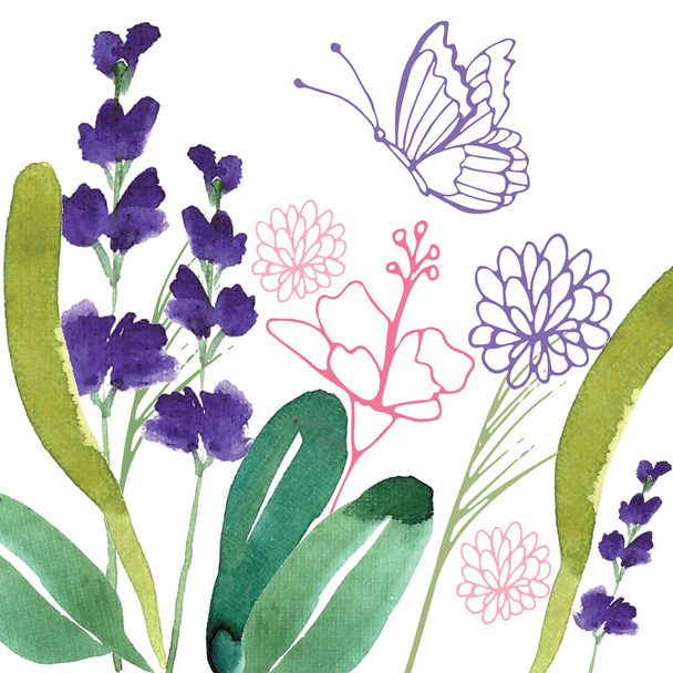 Hand Painted Wildflower floral pattern - Фото, зображення
