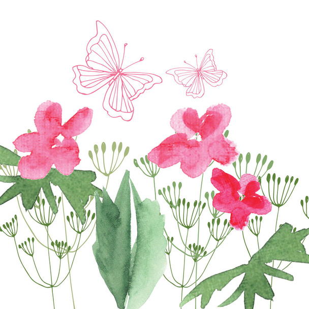 Hand Painted Wildflower floral pattern - Fotó, kép
