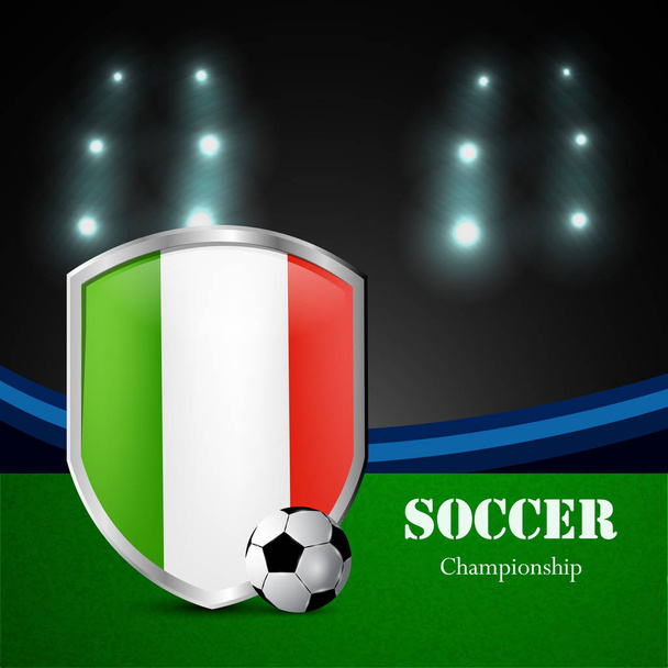 Ilustración de la bandera de Italia participando en el torneo de fútbol
 - Vector, imagen