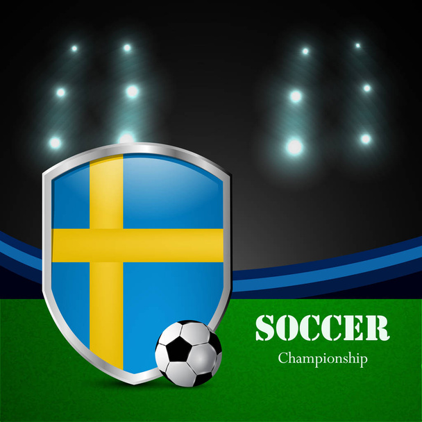 Ilustración de la bandera de Suecia participando en el torneo de fútbol
 - Vector, Imagen