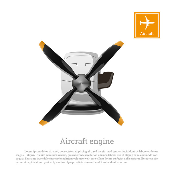 Letecký motor v realistického stylu. Motor s vrtulí na bílém pozadí - Vektor, obrázek