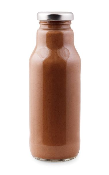 Chocolate detox juice bottle isolated on white background - Photo, image