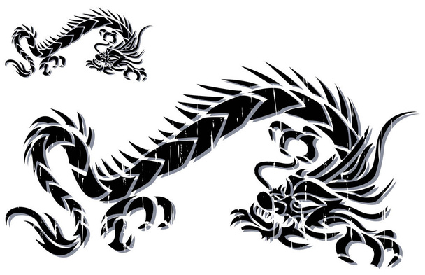 Stylized black Tattoo dragon - Вектор, зображення