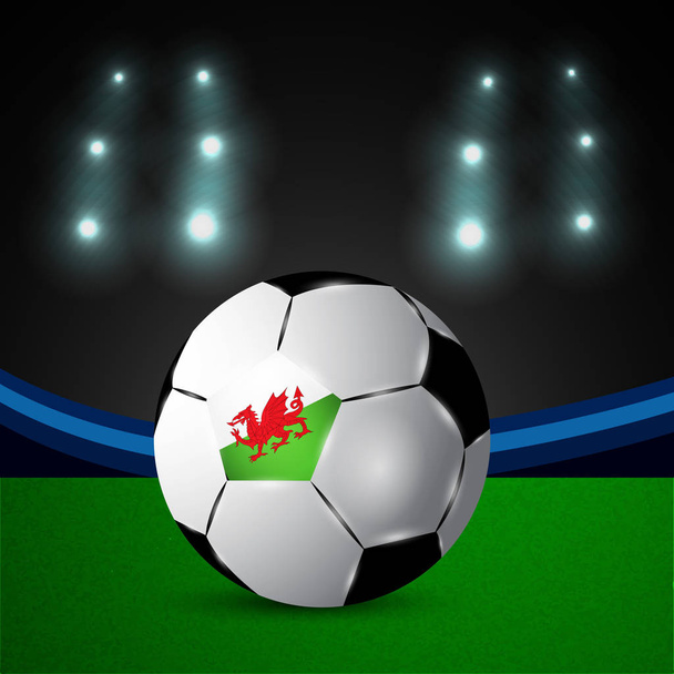 Abbildung der Wales-Fahne bei der Teilnahme am Fußballturnier - Vektor, Bild