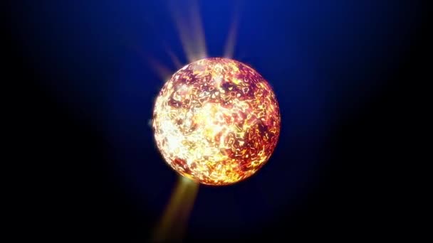 Estrela de energia rotativa com faíscas de luz e núcleo de gás quente escaldante
 - Filmagem, Vídeo