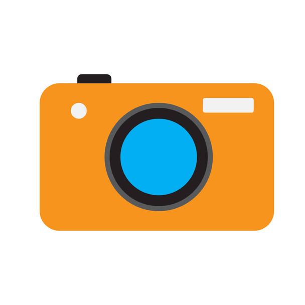 Photo camera. Vector icon. Orange color. Flat style. - ベクター画像