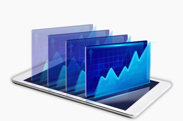 Цифровой планшет с финансовыми графиками
 - Фото, изображение