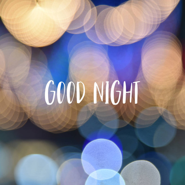 Good night text on colorful bokeh background - Фото, изображение