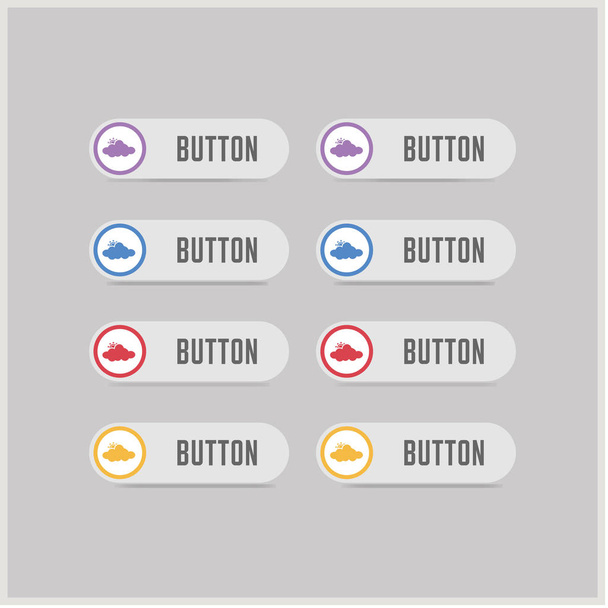 Sun Cloud button Icons - Вектор,изображение