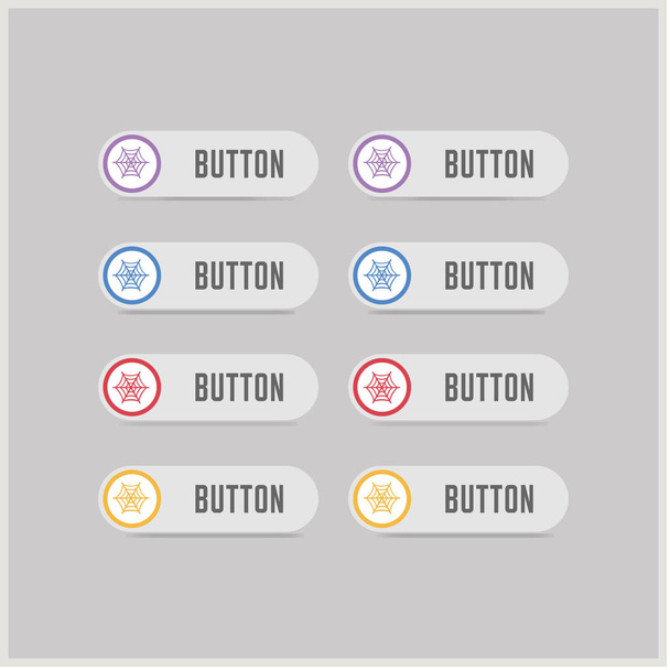Halloween spider web button Icons - Vector, afbeelding