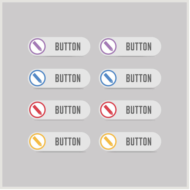 Flat design pencil icon buttons - Vetor, Imagem