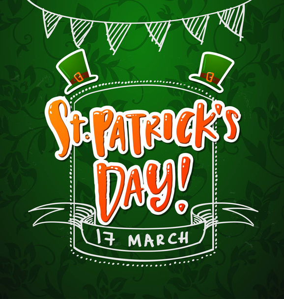 Hand drawn calligraphy Happy St. Patrick's Day poster - Vector, Imagen