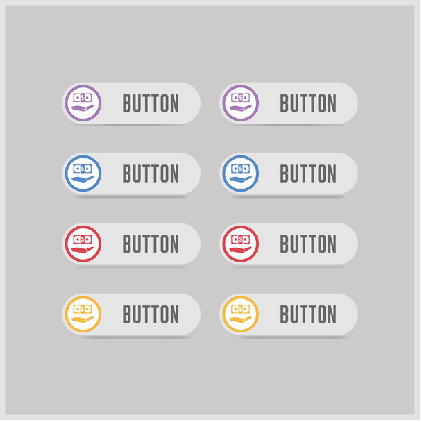 Dollar in hand Icon buttons - Vector, imagen