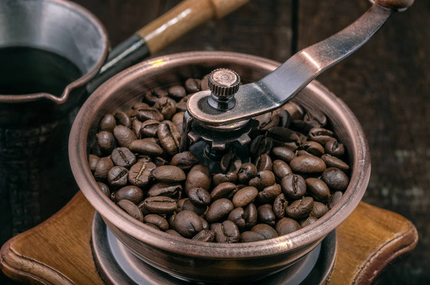 Close up  coffee grinder with beans - Photo, image