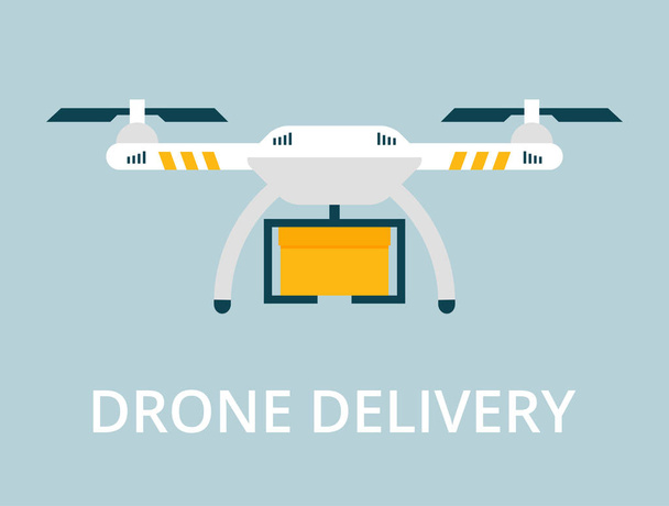 Drone with box isolated vector icon. Delivery concept. - Vektor, Bild