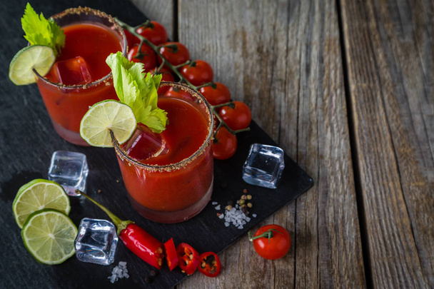 Bloody mary cocktail and ingredients - Фото, изображение