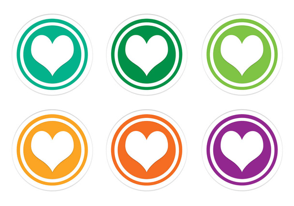 Set of rounded colorful icons with heart symbol - Fotografie, Obrázek