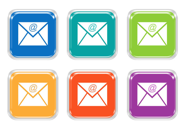 Zestaw z kwadratów kolorowe przyciski symbolem e-mail - Zdjęcie, obraz