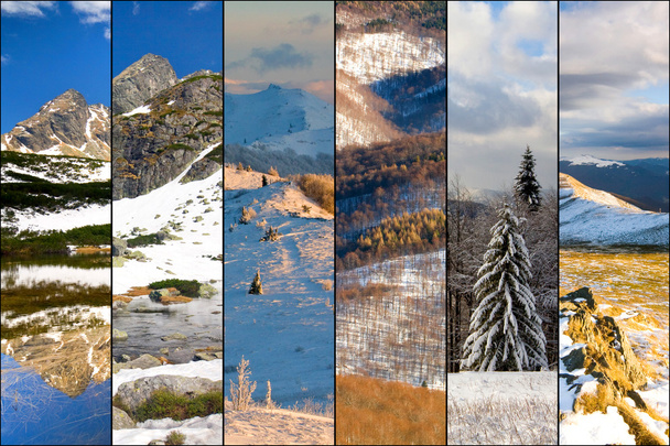 Colores de invierno collage de montaña
 - Foto, Imagen